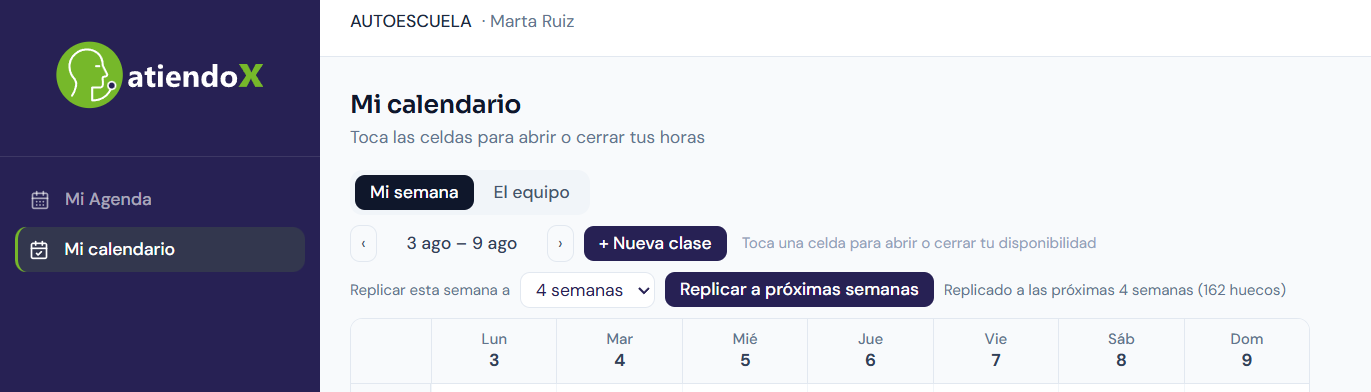 Control para replicar la semana a las siguientes